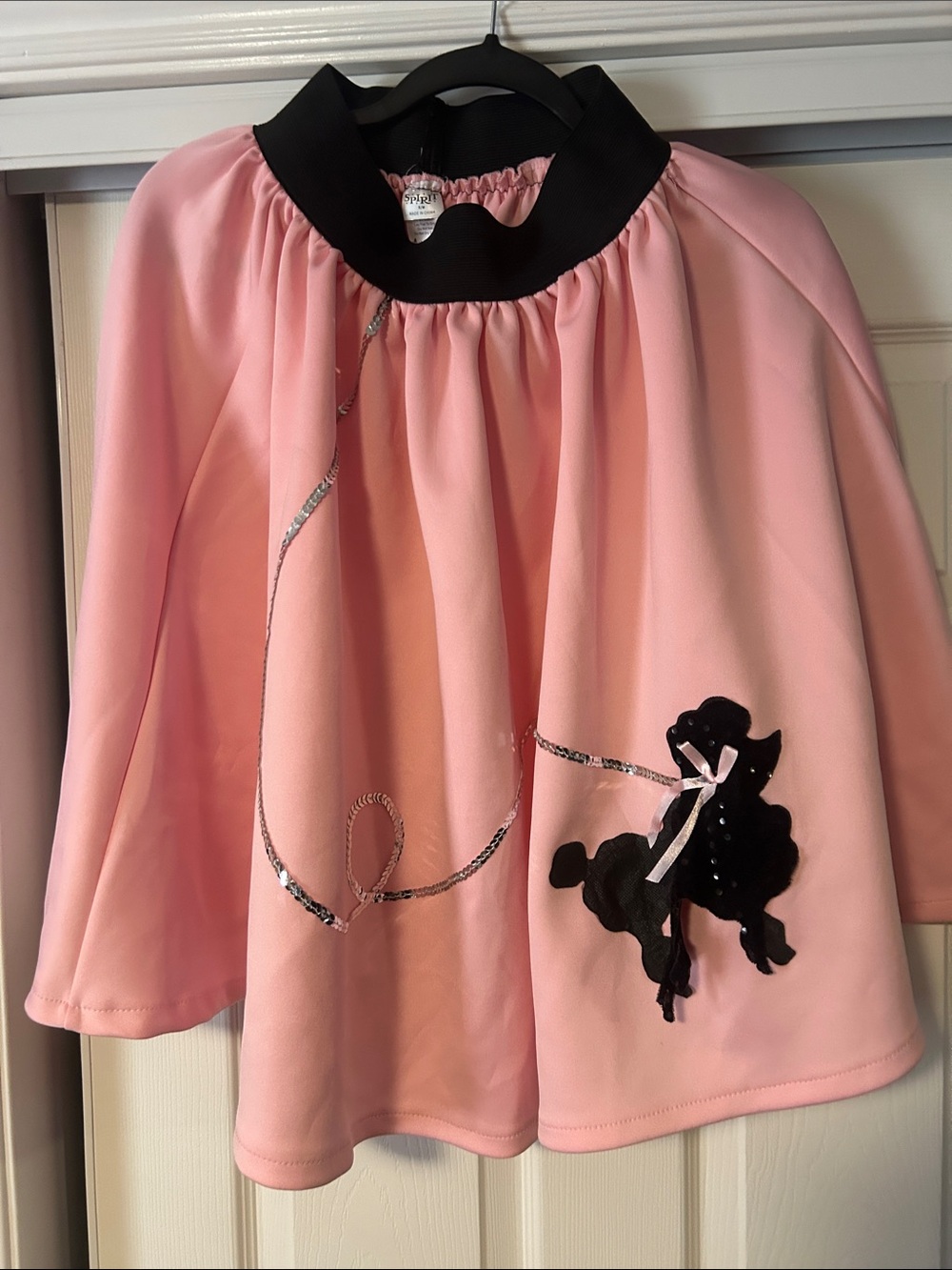 Girls Pink Poodle skirt with Black waist band